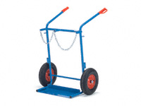 Gas cylinder trolley 150kg cap, pneumatic tyres