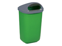 50L plastic litter bin, grey lid & green body