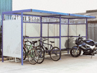 Cycle Shelter extension clad back open sides Blue