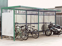 Cycle Shelter extension clad back open sides Green